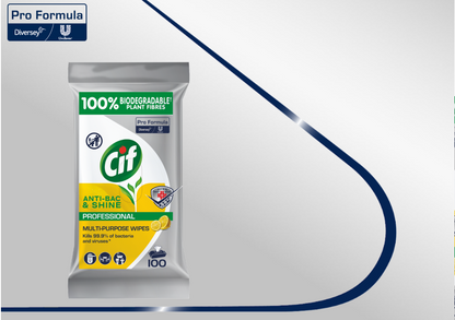 Cif Pro Formula Anti Bacterial & Shine Multipurpose Lemon Wipes 100's