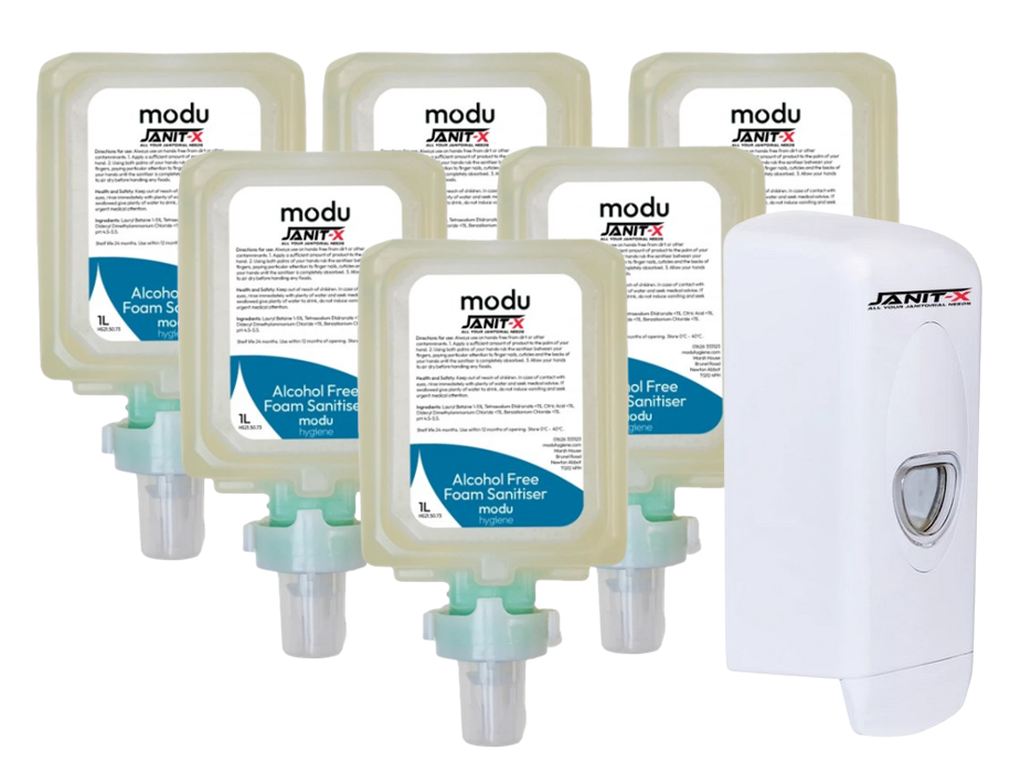 Janit-X MODU 1L Luxury Alcohol Free Foam Sanitiser Cartridges- Clear