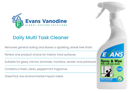 Evans Vanodine Spray & Wipe Daily Multi Task Cleaner 750ml - NWT FM SOLUTIONS