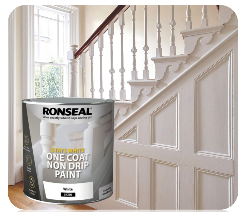 Ronseal Stays White | One Coat | Satin Paint | White | 2.5 Litre