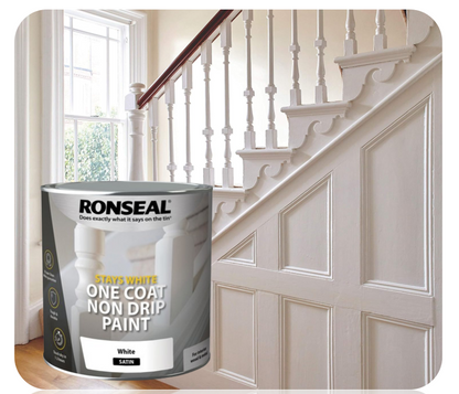 Ronseal Stays White | One Coat | Satin Paint | White | 2.5 Litre