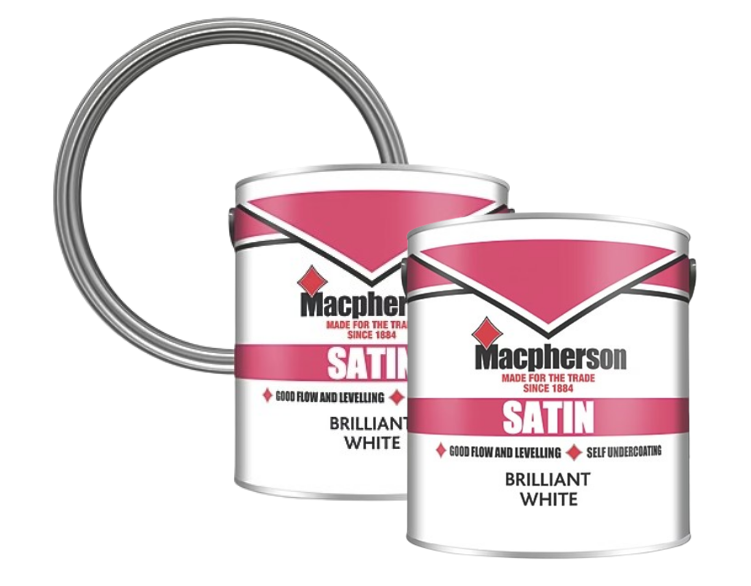 Macpherson Brilliant Satin White 2.5 Litre | For Wood & Metal | Satin Finish Trade Paint