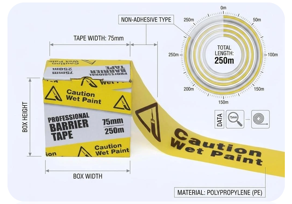 Barrier Tape Yell N/Adh 70Mmx250M