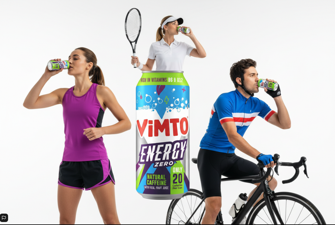 Vimto Original Energy Drink | No Added Sugar | Sparkling Juice | 12 x 500ml