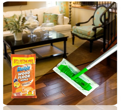 Duzzit Wood Floor Wipes | Jumbo Sized | Lemon Fragrance | 1 x 24 Pack