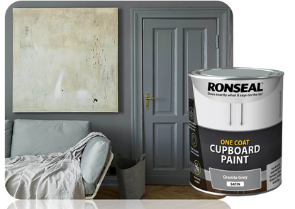 Ronseal One Coat Cupboard & Interior Wood Paint Satin Granite Grey 750ml.