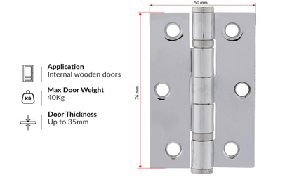 Securit Chrome Polished Butt Hinges 75mm(3") S4302