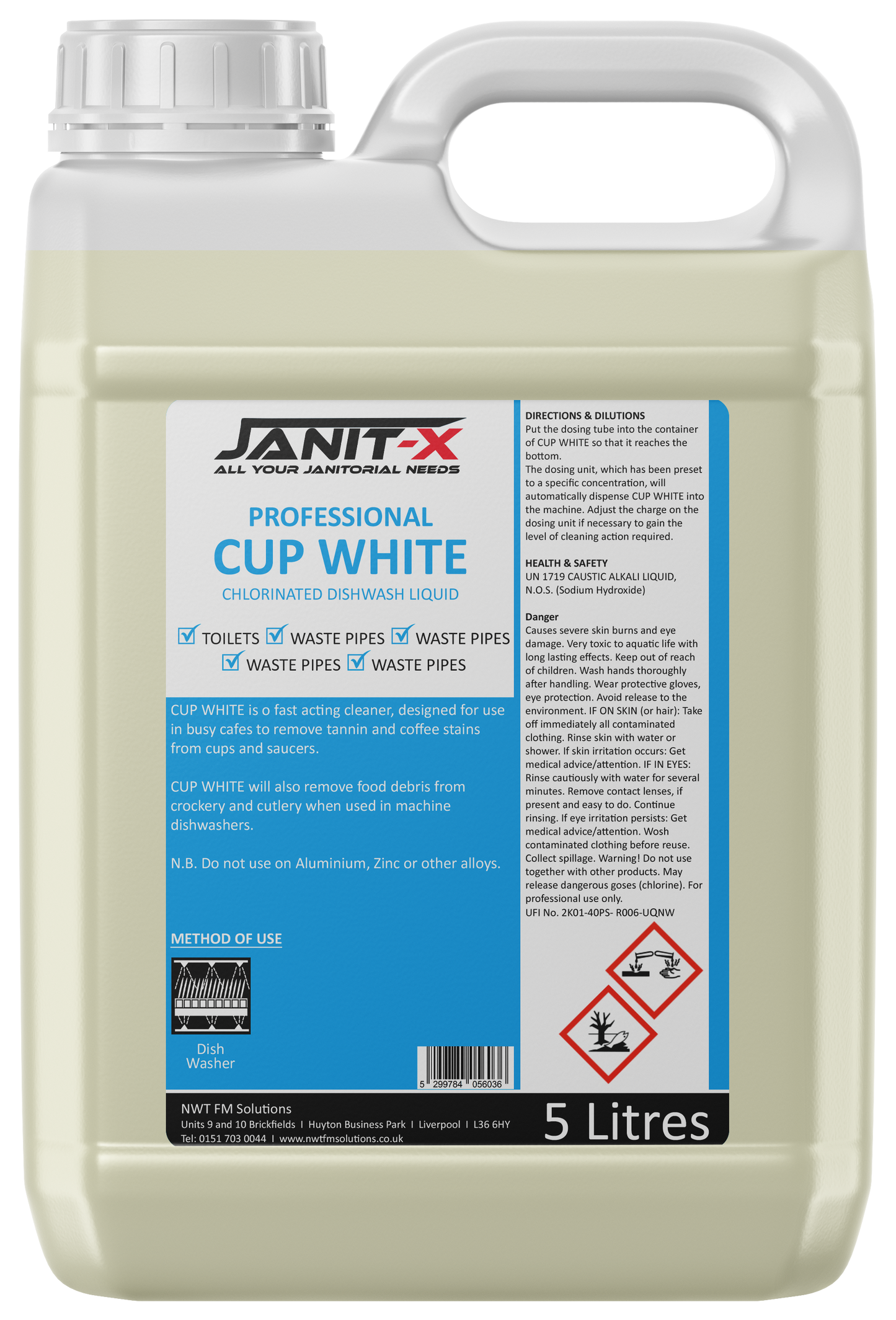 Janit-X Professional Cup White Dishwasher Liquid 5 Litre