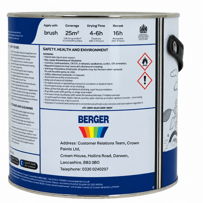 Berger {Crown Paints} Satin Sheen | Brilliant White | 1 x 1L