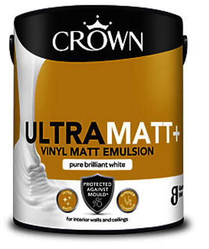 Crown Ultra Matt+ | Pure Brilliant White Vinyl Matt Emulsion | Mould Protection Paint | 2.5L