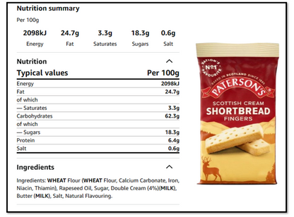 Patersons Scottish Cream Shortbread Fingers Mini Packs 40g (Pack of 48)