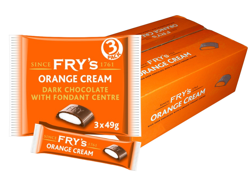 Fry's Chocolate Orange Cream | Dark Chocolate Bars with Orange Cream Fondant | 3 x 49g | 16 x 157g Full Case