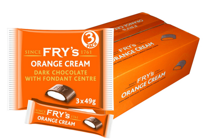 Fry's Chocolate Orange Cream | Dark Chocolate Bars with Orange Cream Fondant | 3 x 49g | 16 x 157g Full Case