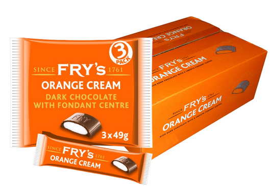 Fry's Chocolate Orange Cream | Dark Chocolate Bars with Orange Cream Fondant | 3 x 49g | 16 x 157g Full Case
