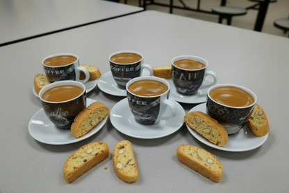 Fixtures Coffee Printed Design Espresso Cup & Saucer Set {12 Piece Set}