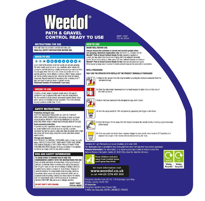 Weedol Path & Gravel | Refill Weed killer | Free from Glyphosate | 1 x 5 Litre