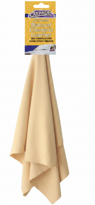 Carpride Natural Chamois Leather Cloth | 30cm x30cm | Stitched