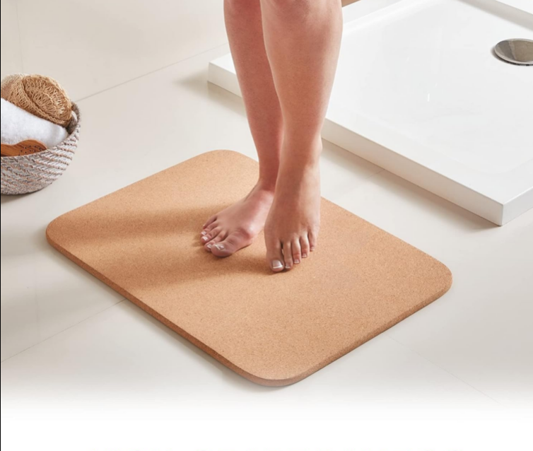 Blue Canyon Natural Cork Bath Mats, Eco-Friendly Durable Wooden Non-slip Bathroom Accessory