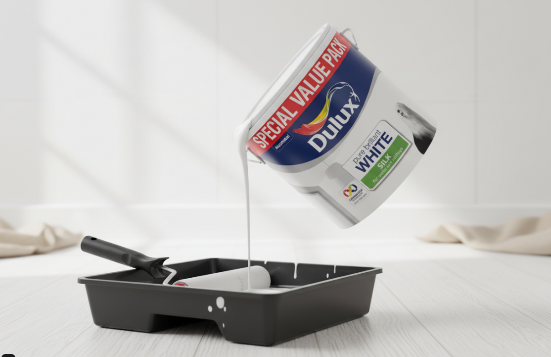 Dulux Silk Emulsion Paint 5L White | Walls & Ceilings | Wipable Finish