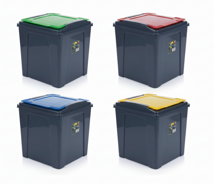 Wham Recycle It Red Bin & Lid 50 Litre