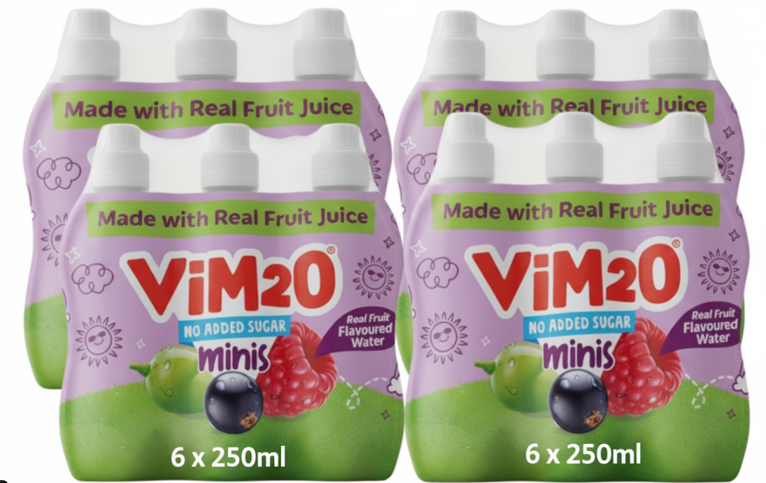 Vimto Kids Vim2o Flavoured Water Drink | No Added Sugar | 4 x 6 Packs | 24 x 250ml