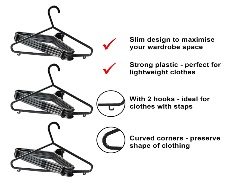 Pack Of Plastic Clothes Hangers