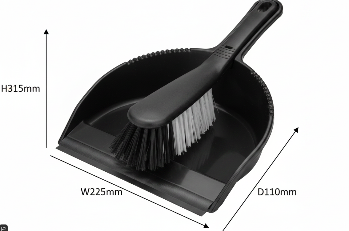 Addis 505874 Dustpan And Stiff Brush Set, Black,22.5 X 31.5 X 11 Cm