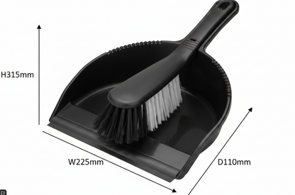 Addis 505874 Dustpan And Stiff Brush Set, Black,22.5 X 31.5 X 11 Cm