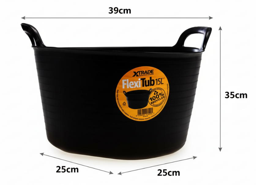 X-Trade Flexi-Tub 15L Black | Recyclable | 1 x 15L