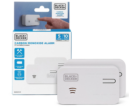 Black + Decker Carbon Monoxide Detector | Easy Install | Carbon Monoxide Alarm For Home & Business | 10 Year Battery