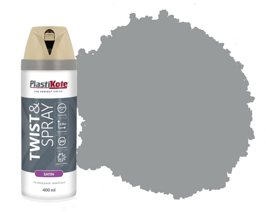 Plasti-Kote 22123 400Ml Premium Spray Paint Satin - Warm Grey