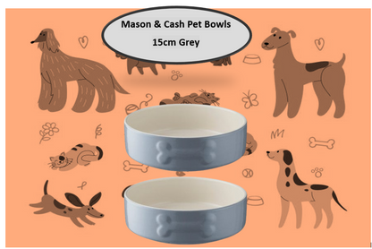 Mason Cash Quality Heavy Duty Stoneware Pet Bowls in Grey {15cm}