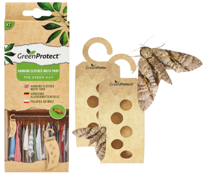 Green Protect Hanging Clothes Moth Trap | Odourless | 2 Pack | Easy Hangers