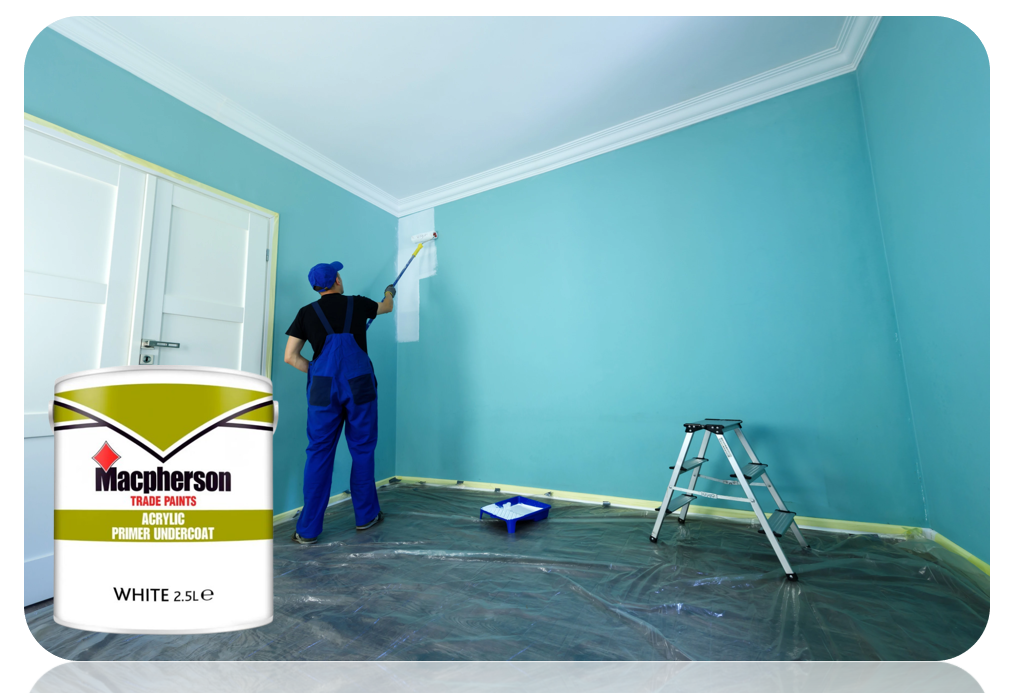 Macpherson Acrylic Primer Undercoat White 2.5 Litre | Crown Trade Paints