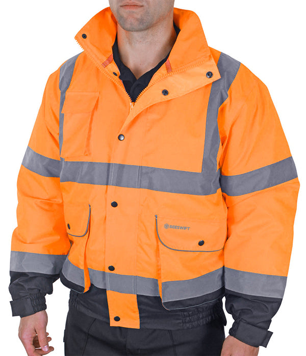 Beeswift Two-Tone Hi-Vis Constructor Bomber Jacket - {ALL COLOURS / SIZES}