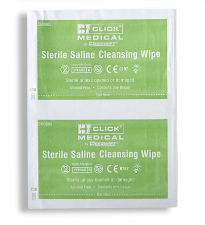 Click Medical Sterile Saline Wipes Box of 100