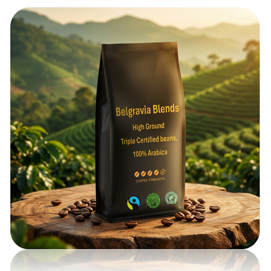Belgravia High-Ground Blend 1kg Fairtrade/Organic & Rainforest Alliance Certified Coffee Beans, 100%