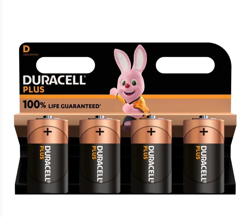 Duracell D Size Plus Power Battery Pack 4's