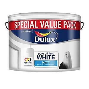 Dulux Walls & Ceilings Matt Emulsion Paint - Pure Brilliant White - 3L