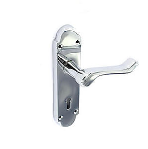 Richmond Polished Chrome On Brass Door Lock Handles.