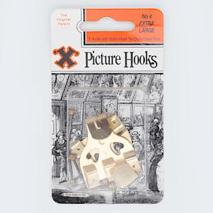 Extra Large {No.4} Brass Plated Picture Hanging Hooks Pack of 2
