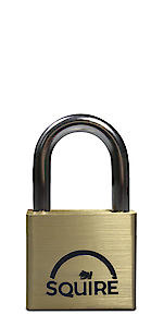 Squire Solid Brass Premium Keyed Padlock - Hardened Steel Shackle 5 Pin Double Locking Security