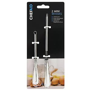 Chef Aid 2 Stainless Steel Mini Whisks, Silver