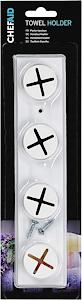 Chef Aid 4 Hole Tea Towel Holder, White