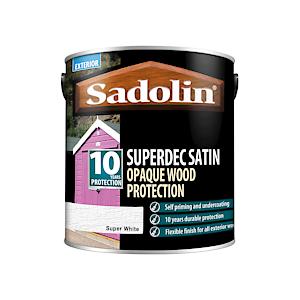Sadolin Superdec Satin Opaque Wood Protection Super White 2.5 Litre