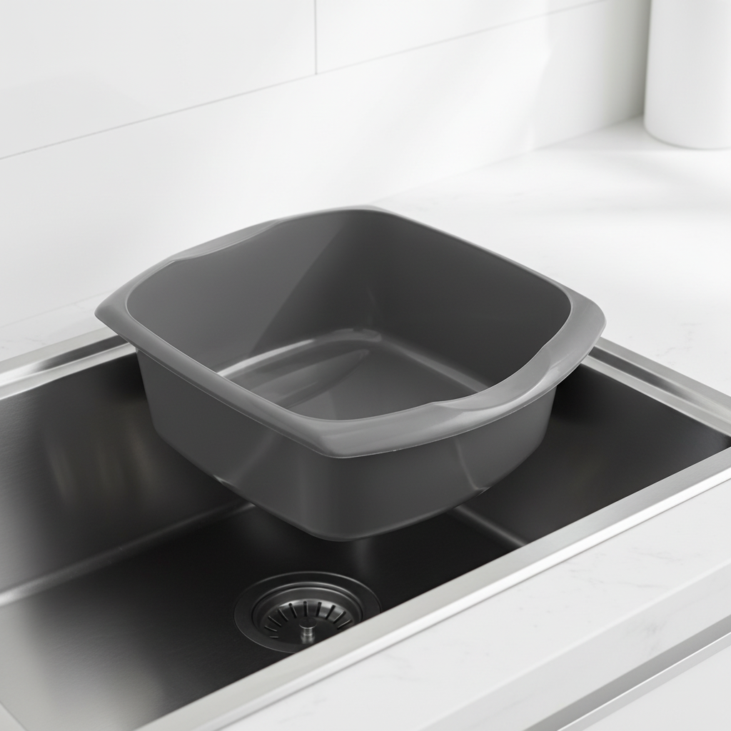 Addis Rectangular Washing Up Bowl, Metallic, Large, 9.5 Litre