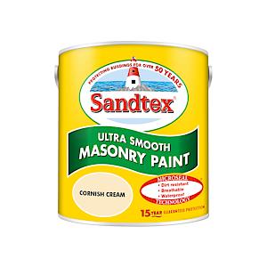 SANDTEX MICROSEAL SMOOTH MASONRY PAINT CORNISH CREAM 2.5 LITRE