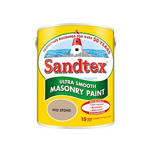 Sandtex Ultra Smooth Masonry Paint 5 Litre Stock Colours - Mid Stone
