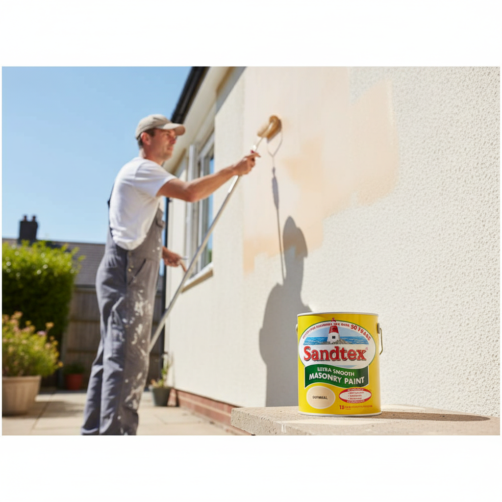 Sandtex Microseal | Smooth Masonry Paint | Oatmeal | 5 Litre