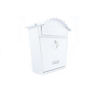 Burg-Wachter  White Classic Wall Mounted Galvanised Steel Lockable Weatherproof Post Box